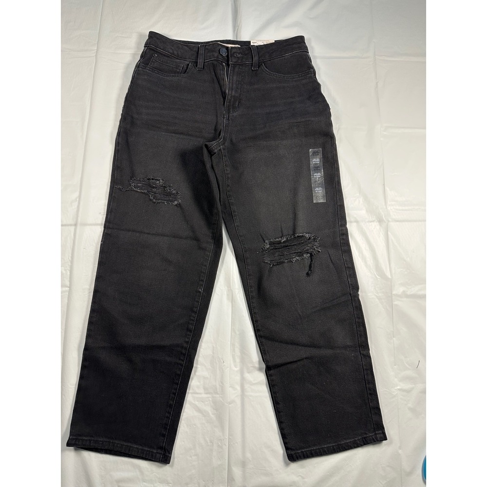 SO High Rise Straight Leg Jeans Womens 9/29W Distressed Black NWT
